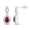 Thumbnail Image 0 of Lab-Created Ruby & White Lab-Created Sapphire Dangle Earrings Sterling Silver