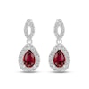 Thumbnail Image 1 of Lab-Created Ruby & White Lab-Created Sapphire Dangle Earrings Sterling Silver