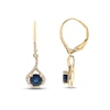 Thumbnail Image 0 of Blue Sapphire & Diamond Dangle Earrings 1/5 ct tw Round-cut 10K Yellow Gold
