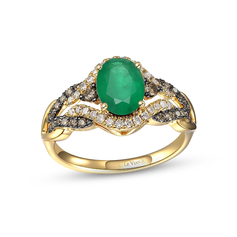 Le Vian Emerald Ring 3/8 ct tw Diamonds 14K Honey Gold