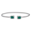 Thumbnail Image 0 of Lab-Created Emerald & White Lab-Created Sapphire Rope Cuff Bangle Bracelet Sterling Silver
