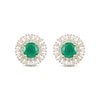 Thumbnail Image 1 of Round-Cut Emerald & Diamond Stud Earrings 1/2 ct tw 10K Yellow Gold