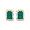 Thumbnail Image 1 of Emerald-Cut Emerald & Round-Cut Diamond Stud Earrings 1/10 ct tw 10K Yellow Gold