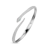 Thumbnail Image 1 of Lab-Created Emerald & White Lab-Created Sapphire Snake Bypass Bangle Bracelet Sterling Silver