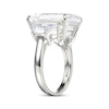 Thumbnail Image 1 of Emerald & Trapezoid-Cut White Lab-Created Sapphire Ring Sterling Silver