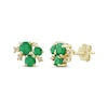 Thumbnail Image 0 of Emerald Trio & Diamond Cluster Stud Earrings 1/20 ct tw 10K Yellow Gold