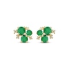 Thumbnail Image 1 of Emerald Trio & Diamond Cluster Stud Earrings 1/20 ct tw 10K Yellow Gold