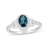 Thumbnail Image 0 of Oval-Cut London Blue Topaz & White Lab-Created Sapphire Buckle Ring 10K White Gold