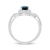 Thumbnail Image 2 of Oval-Cut London Blue Topaz & White Lab-Created Sapphire Buckle Ring 10K White Gold