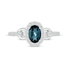 Thumbnail Image 3 of Oval-Cut London Blue Topaz & White Lab-Created Sapphire Buckle Ring 10K White Gold