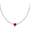 Thumbnail Image 1 of Heart-Shaped Lab-Created Ruby Choker Necklace Sterling Silver 15"