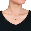 Thumbnail Image 4 of Heart-Shaped Lab-Created Ruby Choker Necklace Sterling Silver 15"