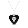 Thumbnail Image 0 of Heart-Shaped White Lab-Created Sapphire Black Enamel Heart Locket Necklace Sterling Silver 18"