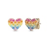 Thumbnail Image 0 of Multicolor Lab-Created Gemstone Rainbow Heart Earrings 10K Yellow Gold