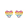 Thumbnail Image 1 of Multicolor Lab-Created Gemstone Rainbow Heart Earrings 10K Yellow Gold