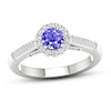 Thumbnail Image 0 of Diamond & Tanzanite Engagement Ring 1/4 ct tw Round-cut 10K White Gold