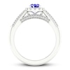 Thumbnail Image 1 of Diamond & Tanzanite Engagement Ring 1/4 ct tw Round-cut 10K White Gold