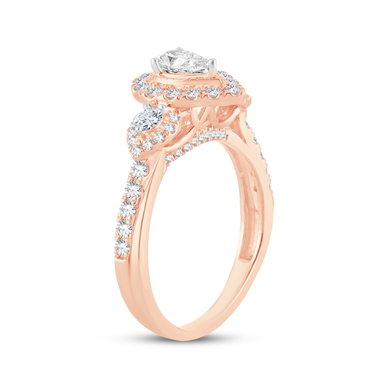 Memories Moments Magic Diamond Engagement Ring 7/8 ct tw Pear & Round-Cut 14K Rose Gold