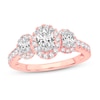 Thumbnail Image 0 of Memories Moments Magic Three Stone Diamond Engagement Ring 1-3/4 ct tw Oval & Round 14K Rose Gold