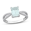 Thumbnail Image 0 of Emerald-cut Aquamarine Engagement Ring 1/5 ct tw Diamonds 14K White Gold