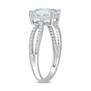 Thumbnail Image 3 of Emerald-cut Aquamarine Engagement Ring 1/5 ct tw Diamonds 14K White Gold