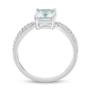Thumbnail Image 4 of Emerald-cut Aquamarine Engagement Ring 1/5 ct tw Diamonds 14K White Gold