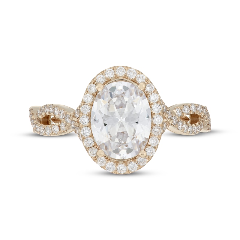 Neil Lane Artistry Oval-Cut Lab-Created Diamond Halo Engagement Ring 2-1/2 ct tw 14K Yellow Gold