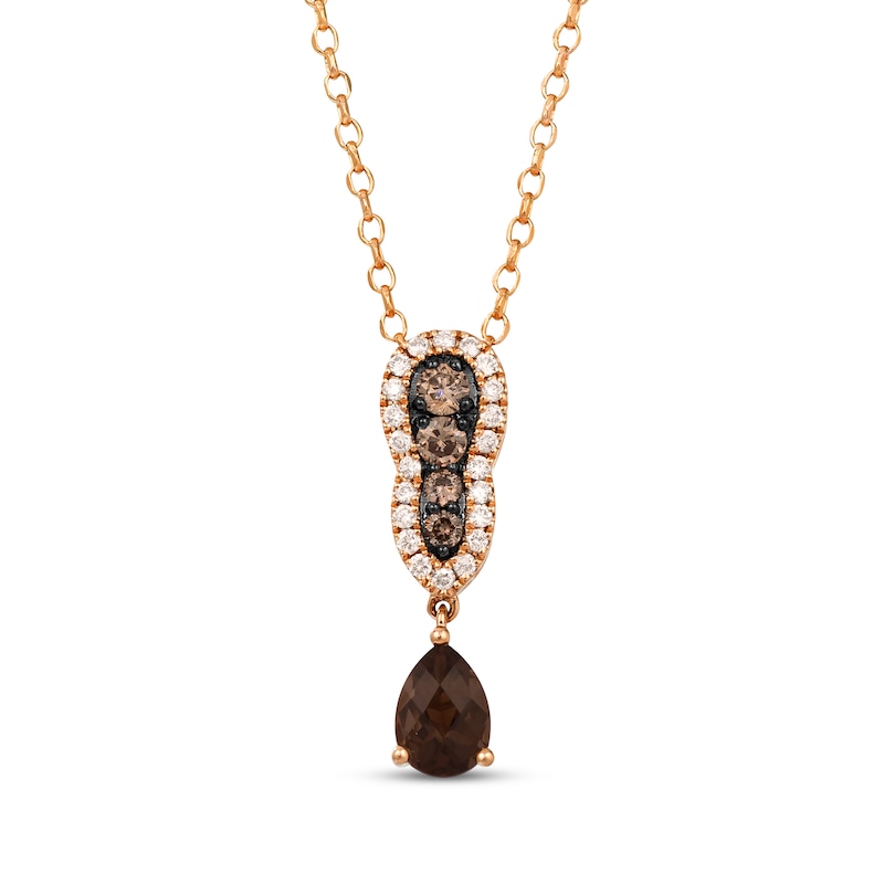 Le Vian Chocolate Waterfall Quartz Necklace 1/3 ct tw Diamonds 14K Strawberry Gold 19"