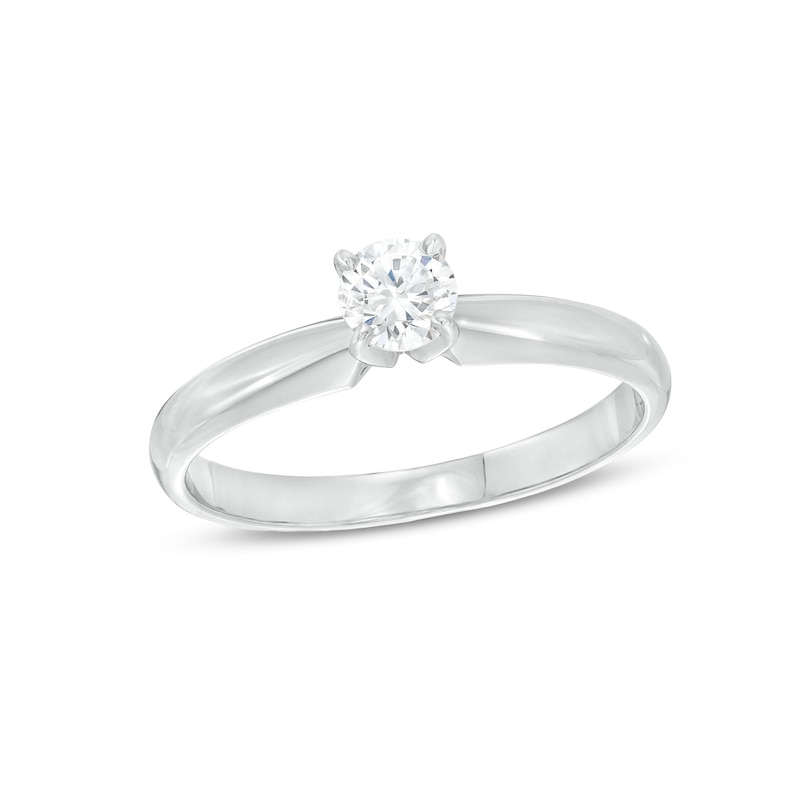 Diamond Solitaire Ring 1/3 carat Round-Cut 14K White Gold (I/I2)