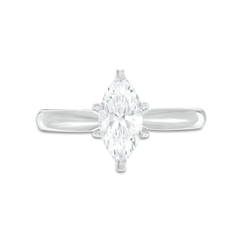Diamond Solitaire Ring 1 carat Marquise 14K White Gold (I/I2)
