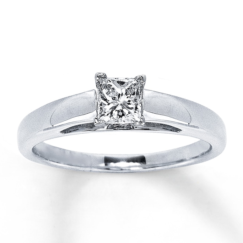 Certified Diamond Ring 1/2 carat Princess-cut 14K White Gold (I/I1)