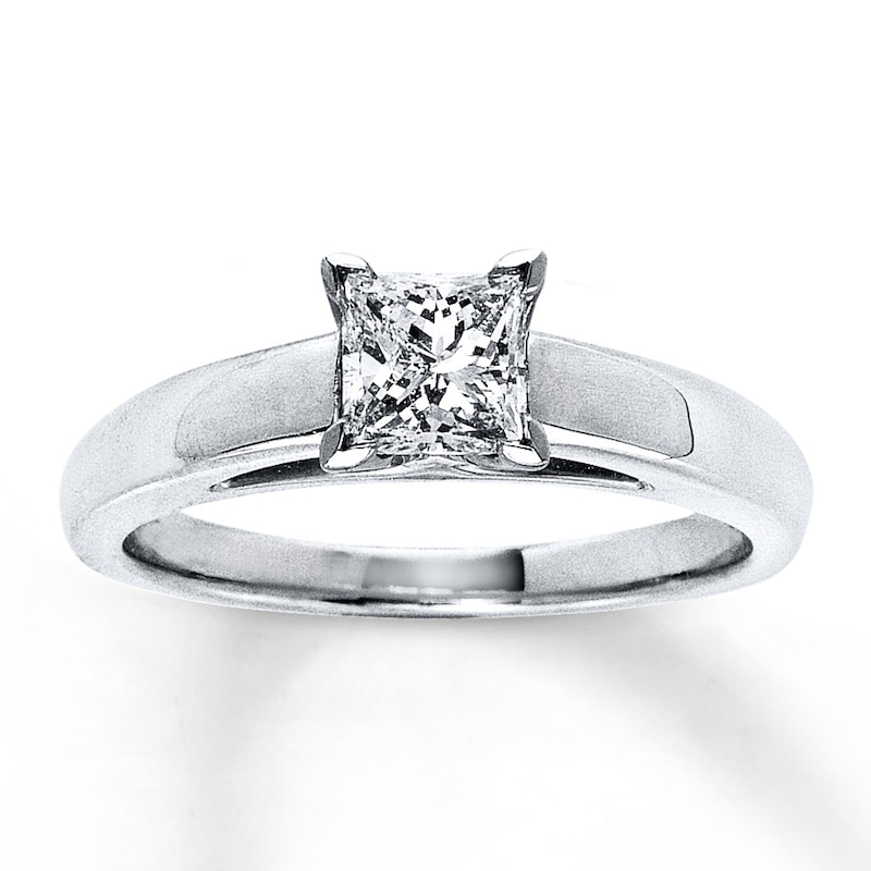 Certified Diamond Ring 3/4 carat Princess-cut 14K White Gold (I/I1)