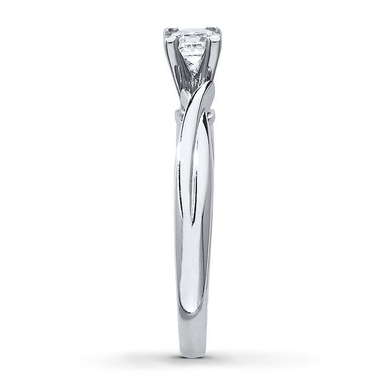 Diamond Solitaire Ring 3/8 Carat Princess-cut 14K White Gold (I/I2)