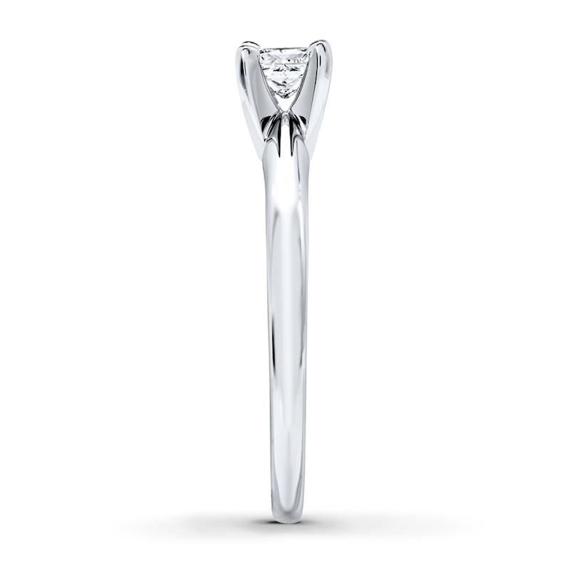 Diamond Solitaire Ring 1/3 Carat Princess-Cut 14K White Gold (I/I2)