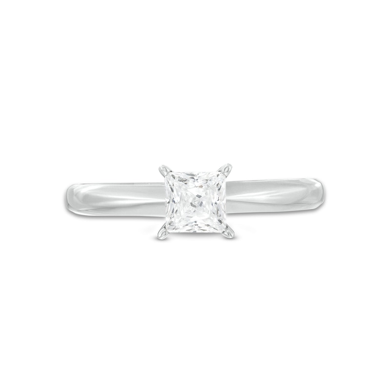 Diamond Solitaire Ring 1/2 Carat Princess-Cut 14K White Gold (I/I2)