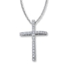 Thumbnail Image 0 of Diamond Cross Necklace 1/8 ct tw Round-cut 10K White Gold