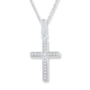 Thumbnail Image 0 of Diamond Cross Necklace 1/6 ct tw Round-cut 10K White Gold 18"