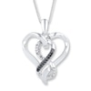 Thumbnail Image 0 of Black/White Diamond Heart Necklace 1/10 ct tw Sterling Silver 18"
