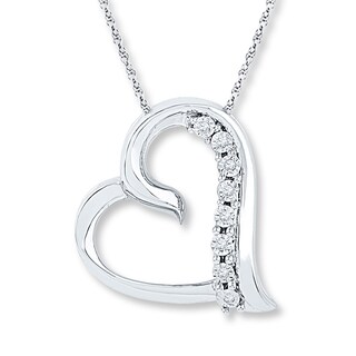 Sterling Silver Womens Round Diamond Heart Key Love Pendant 1/20 Cttw Sterling Silver Womens Round Diamond Heart Key Love Pendant 1/20 Cttw