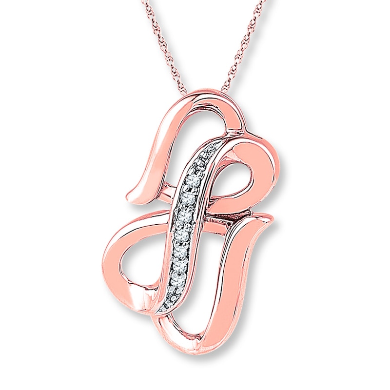 Heart/Infinity Necklace Diamond Accents 10K Rose Gold 18"