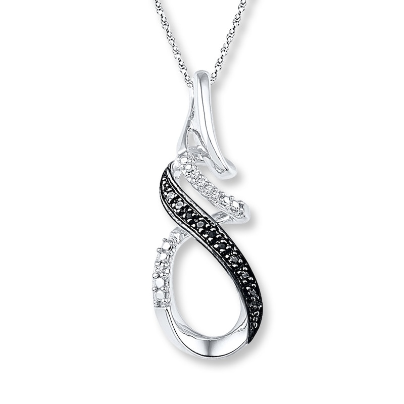 Diamond Necklace 1/20 ct tw Black & White Sterling Silver