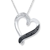 Thumbnail Image 0 of Diamond Heart Necklace Black & White Sterling Silver 18"