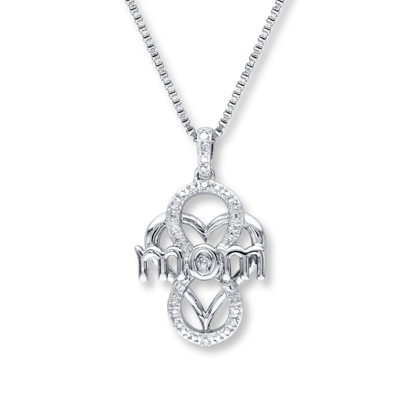 "Mom" Heart Necklace 1/20 ct tw Diamonds Sterling Silver