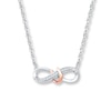 Thumbnail Image 0 of Infinity Necklace 1/20 ct tw Diamonds Sterling Silver & 10K Rose Gold