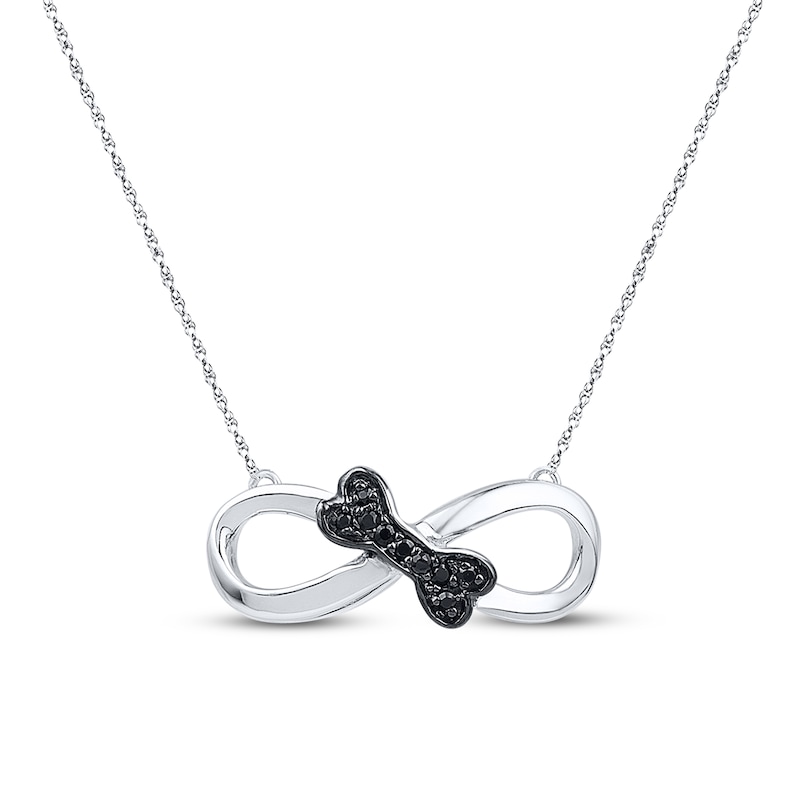 Bone Infinity Necklace 1/20 cttw Black Diamonds Sterling Silver