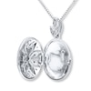 Thumbnail Image 1 of Oval Locket Necklace 1/10 ct tw Diamonds Sterling Silver