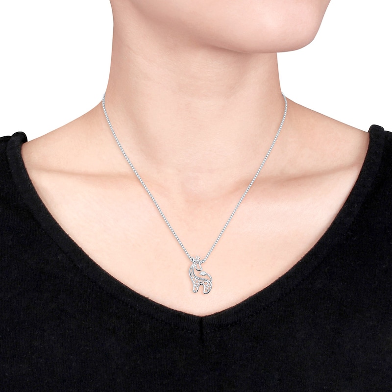Giraffe Necklace Diamond Accents Sterling Silver