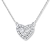 Thumbnail Image 0 of Diamond Heart Necklace 1/8 ct tw Round-cut 10K White Gold
