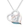 Thumbnail Image 0 of Blue/White Diamonds 1/15 cttw Necklace Sterling Silver & 10K Rose Gold