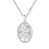 Thumbnail Image 0 of Heart Tree Necklace 1/20 cttw Diamonds Sterling Silver & 10K Rose Gold